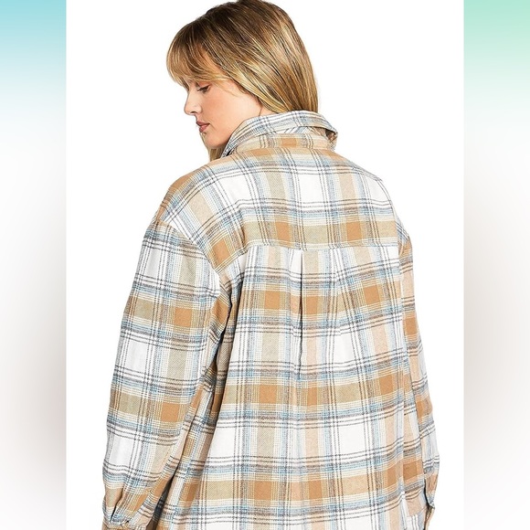 Love Tree Sherpa Lined Flannel Plaid Button Chore Shacket Sz XL - Picture 3 of 3